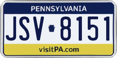 PA license plate JSV8151