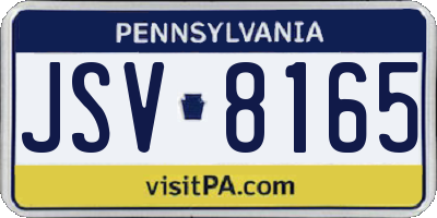 PA license plate JSV8165