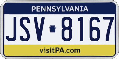 PA license plate JSV8167