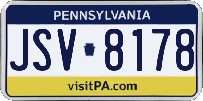 PA license plate JSV8178