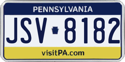 PA license plate JSV8182
