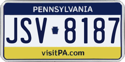 PA license plate JSV8187