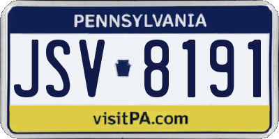 PA license plate JSV8191