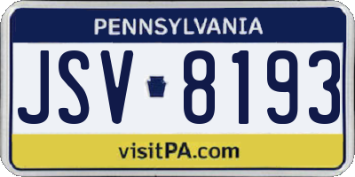 PA license plate JSV8193