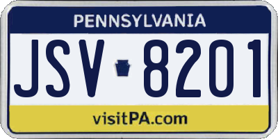 PA license plate JSV8201