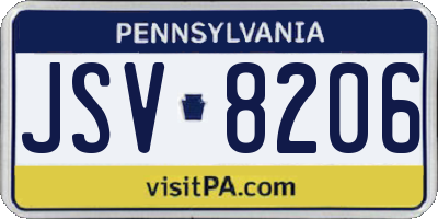 PA license plate JSV8206