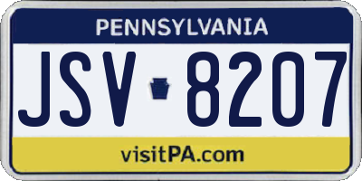 PA license plate JSV8207