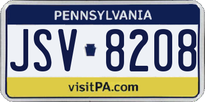 PA license plate JSV8208