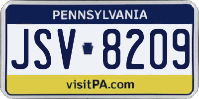 PA license plate JSV8209