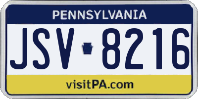 PA license plate JSV8216