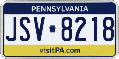 PA license plate JSV8218
