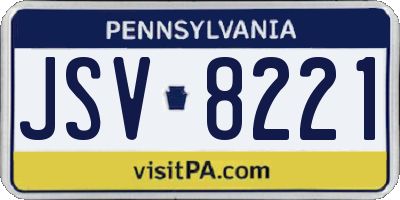 PA license plate JSV8221
