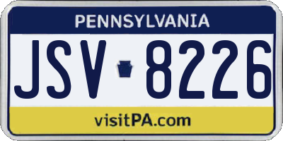PA license plate JSV8226