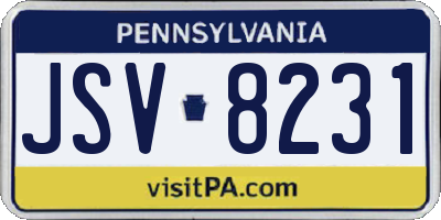 PA license plate JSV8231