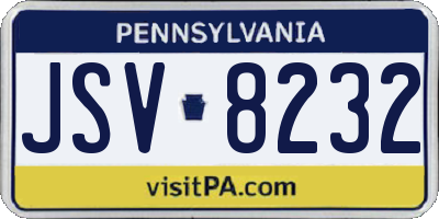 PA license plate JSV8232