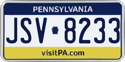 PA license plate JSV8233