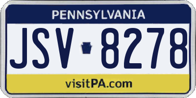 PA license plate JSV8278