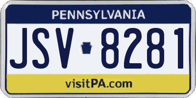 PA license plate JSV8281