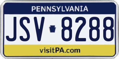 PA license plate JSV8288