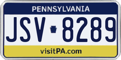 PA license plate JSV8289