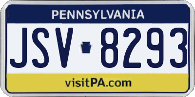 PA license plate JSV8293