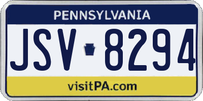 PA license plate JSV8294
