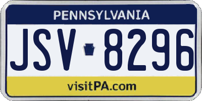 PA license plate JSV8296