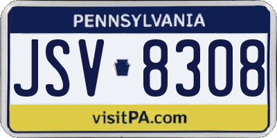 PA license plate JSV8308