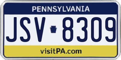 PA license plate JSV8309
