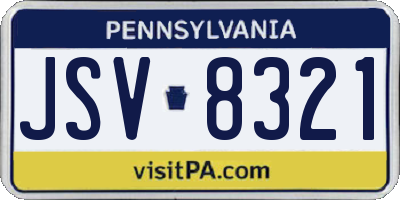 PA license plate JSV8321