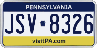 PA license plate JSV8326
