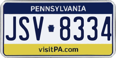 PA license plate JSV8334