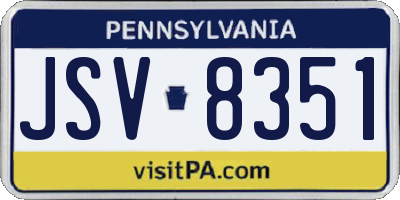 PA license plate JSV8351