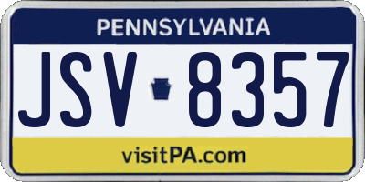 PA license plate JSV8357