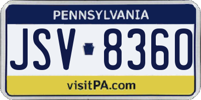 PA license plate JSV8360