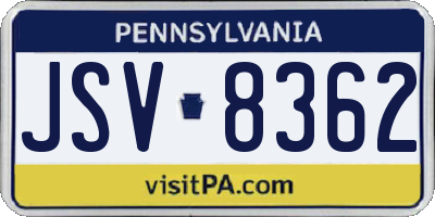 PA license plate JSV8362