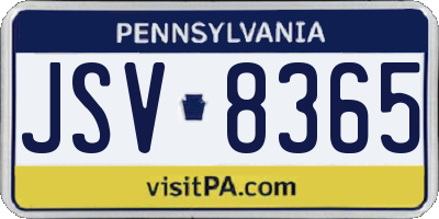 PA license plate JSV8365