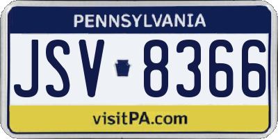PA license plate JSV8366