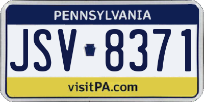 PA license plate JSV8371