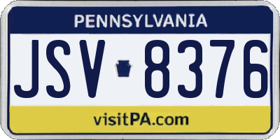 PA license plate JSV8376