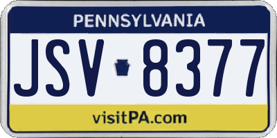 PA license plate JSV8377