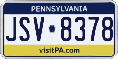 PA license plate JSV8378