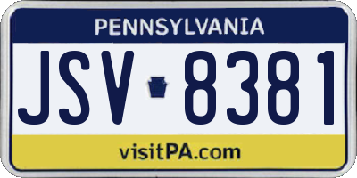PA license plate JSV8381