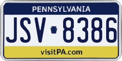 PA license plate JSV8386