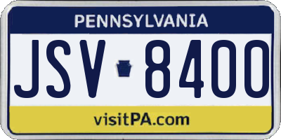 PA license plate JSV8400