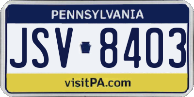 PA license plate JSV8403