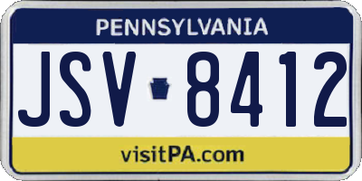 PA license plate JSV8412