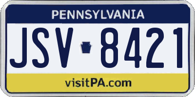 PA license plate JSV8421