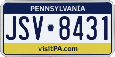 PA license plate JSV8431