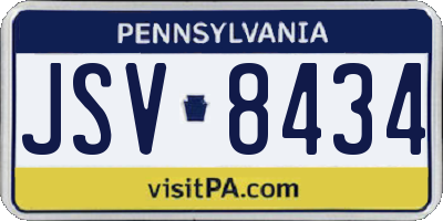 PA license plate JSV8434
